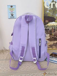 Bird in Bag - Solid Color Storage Capacity Casual Purple Shoulder Bag For Students, Casual Purple Shoulder Bag For School, Purple School Shoulder Bag With Pockets, Trendy Purple Shoulder Bag For Back To School, Large Capacity Purple Bag For Back To School, Back To School Large Capacity Purple Bag, Casual Purple School Bag, Casual Purple Shoulder Bag For Back To School, Student Purple Bag With Zipper Closure