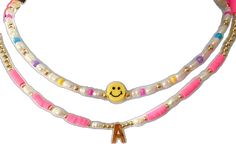 Trendy Pearl Necklace With Letter Beads, Smiley Face Necklace, Face Necklace, Necklace Colorful, Necklace Initial, Jewelry Pearl, Pearl Choker Necklace, Initial Jewelry, Water Pearls