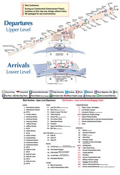 an airport map with all the locations