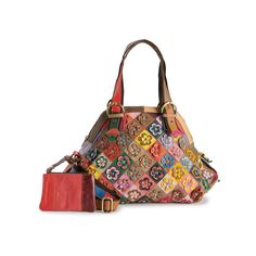 This AmeriLeather Lorely leather tote bag and coin pouch set features an eye-popping floral appeal, each with crystal studded details and attractive leather rainbow patchwork. How do you accessorize? Check out our ACCESSORIES GUIDE for essential tips to elevate your style with must-have accessories.PRODUCT FEATURES Tote bag: 14"H x 14.5"W x 6.5"D Coin purse: 4"H x 6"W Handle: 9'' drop Crossbody strap length: 30" to 42" Brass-tone hardware Zipper closure Interior: 1 zip pocket and 2 slip pockets Multicolor Leather Rectangular Hobo Bag, Multicolor Leather Tote Shoulder Bag, Multicolor Leather Shoulder Bag For Daily Use, Multicolor Leather Shoulder Bag With Double Handle, Multicolor Leather Shoulder Bag For Shopping, Multicolor Leather Shopping Bag, Multicolor Leather Tote Bag, Multicolor Top Handle Hobo Bag, Multicolor Leather Hobo Bag