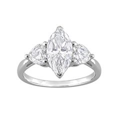 Adorned with beautiful, lab-created moissanite gemstones set in a three-stone motif, this Stella Grace engagement ring displays your love in a wondrous way. Adorned with beautiful, lab-created moissanite gemstones set in a three-stone motif, this Stella Grace engagement ring displays your love in a wondrous way.Click on this JEWELRY & WATCHES GUIDE to learn about fit, styles, materials and more! Metal: sterling silver Packaging: boxed Plating: rhodium Width: 12.9 mm Finish: polishedSTONE DETAILS Stone Arrangement, Special Engagement Ring, Diamond Heart Pendant Necklace, 3 Stone Engagement Rings, Heart Pendant Gold, Ring Displays, Heart Pendant Diamond, Stone Engagement Rings, Stone Engagement