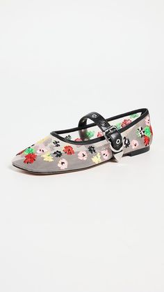 3.1 Phillip Lim ID Flowerworks Mesh Mary Jane Flats | Shopbop Shoe Trend, Embroidered Crochet, Embroidered Shoes, Burberry Prorsum, Top Design Fashion, Going Viral, Crochet Shoes, Mary Jane Flats, The Unexpected