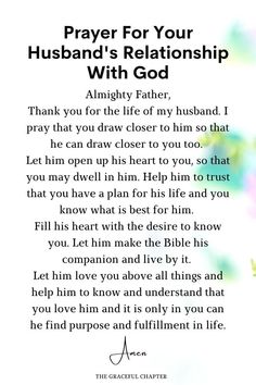 the prayer for your husband's relationship with god