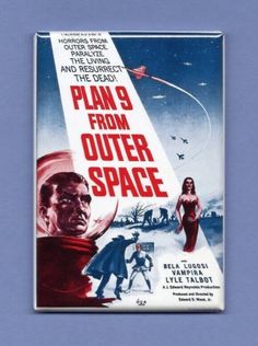 PLAN 9 FROM OUTER SPACE *2X3 FRIDGE MAGNET* MOVIE POSTER HOLLYWOOD THEATER