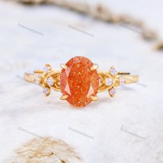 Oval Cut Nature Sunstone Ring, Genuine Orange Sunstone Gemstone Jewelry, 925 Sterling Silver Promise Ring, Art Deco Bridal Ring Gift For Her Description: Main Stone - Sunstone (Natural) Stone Size - 8 x 6 MM Stone color - Orange Stone shape - Oval Second Stone: CZ Diamond Stone Shape: Round Stone Color: Colorless Finishing- Excellent feel free to contact me if you have any questions  Gemstone color may slightly vary from listed image due to the nature of all natural gemstone or different monitor settings TURNAROUND TIME Your order will be ready for shipment in 4-8 business days. Free economy shipping for US, UK, Germany- 10-15 business days delivery time. shipping upgrade available for US, UK, Germany- 5-7 business days delivery time. Please check shipping times for other countries by ente Sunstone Engagement Ring, Cute Promise Rings, Sunstone Ring, Orange Gem, Sterling Silver Promise Rings, Orange Stone, Ring Art Deco, Gem Ring, Cz Diamond