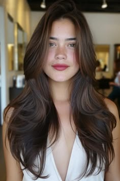 Brown Hair For Light Skin Tone, Sun Kissed Dark Brown Hair, School Hair Color Ideas, Hair Color Ideas For Brown Skin, Medium Skin Tone Hair Color, Deep Autumn Hair, Low Maintenance Hair Color For Dark Hair, Low Maintenance Brunette Hair Color, Hair Colour For Brown Skin