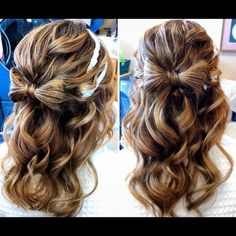 Flower girl hair Hair Bow Bun, Romantic Waves, Curled Hair, Junior Prom, Wedding Hair And Makeup, Christina Aguilera