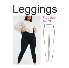 the leggings plus size m - xxl are shown in black and white