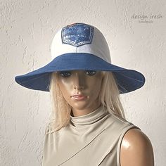 Summer hat for women made from white and blue denim fabric. Stylish denim hat, denim pocket on the front of the hat, lace-up back of the hat. Hat with lining. Size 57-59 cm. Spring Denim Blue Cotton Hat, Summer Washed Blue Denim Hat, Denim Blue Summer Hat, One Size Fits Most, Denim Blue Cotton Hat, One Size Fits Most, Denim Visor Hat, One Size Fits Most, Denim Clothes, Denim Baseball Cap, Denim Cap, Summer Hats For Women