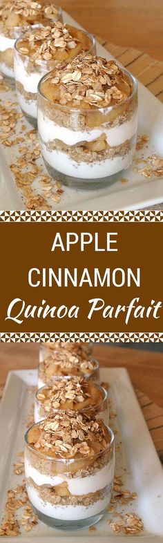 apple cinnamon quinoa parfait is an easy dessert that's ready to be eaten