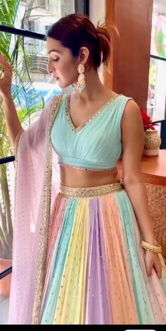 Lehegas Choli Latest Trends, Best Dress For Wedding, Haldi Ceremony Outfit For Bride Unique, Wedding Reception Look, Lehenga Designs Latest, Wedding Outfits Indian, Indian Bride Dresses, Pastel Lehenga, Designer Dresses Elegant