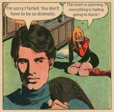 a comic strip with an image of a man and woman talking to each other