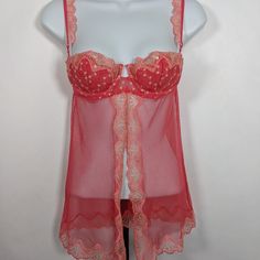 Gorgeous Salmon Peach Lace And Mesh Babydoll Cami Nightie By Victoria's Secret Size 34b Padded Demi Cup Bra Is Ooh Lala... Hook Back Closure Scalloped Lace Detail On Straps Echoes The Design Open Front Scalloped Lace Trim Gorgeous,Sexy. Excellent Condition Salmon Peach, Babydoll Cami, Demi Cup Bra, Peach Lace, Demi Cup, Cup Bra, Babydoll Lingerie, Scalloped Lace, Dream Wardrobe