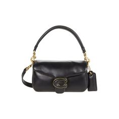 Made in the USA or imported, Coach leather-covered C closure pillow tabby shoulder bag 18 reimagines the structured silhouette of an archival 1970s Coach design with plush, ultra-soft leather and wrapped Signature hardware. The compact 26 features two detachable straps to carry and magnetic snap closure. Dangle an interior slip pocket. A Detachable short strap with 7 3/4" drop and a detachable long strap with 21 1/4" drop for shoulder or crossbody wear. Size: 8" (L) x 4 3/4" (H) x 1" (W).  Color Coach Formal Flap Bag With Detachable Handle, Coach Flap Bag With Detachable Handle For Formal Events, Coach Flap Bag With Detachable Handle For Formal Occasions, Coach Rectangular Evening Flap Bag, Coach Rectangular Flap Bag With Branded Hardware, Designer Coach Flap Bag For Evening, Coach Clutch Satchel For Evening, Coach Clutch Satchel For Formal Occasions, Ombre Bag