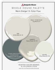 the different shades of paint that are available in this color scheme for walls and ceilings