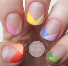 Pastel Nails Minimalist, Party Nail Art Designs, Colourful French Manicure, Multicoloured French Tip Nails, British Nails, French Tip Nail Designs, Nail Colours, Nail Idea