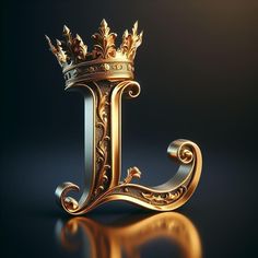 a gold letter with a crown on top