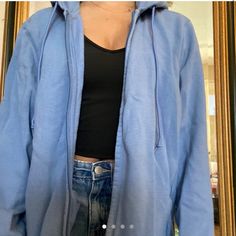 Craft & Barrel Large Oversized Zip Up Hoodie - V Comfy And Never Worn! Cozy Blue Hoodie For Spring, Blue Zip Up Hoodie Outfit, Zip Up Hoodie Outfit, Blue Zip Up Hoodie, The Blue Hour, Oversized Zip Up Hoodie, Hoodie Aesthetic, Blue Hour, Hoodie Outfit