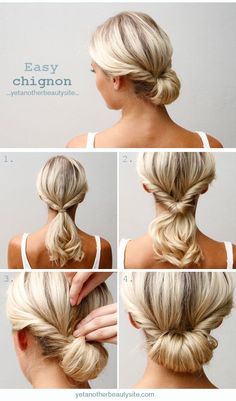 Easy Chignon hair tutorial Easy Updo Hairstyles Tutorials, Chignon Simple, Easy Chignon, Updo Hairstyles Tutorials, 5 Minute Hairstyles, Easy Updo Hairstyles, Chignon Hair, Hair Tutorials Easy