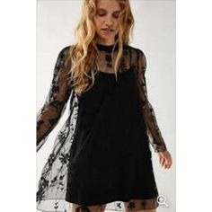 Reposhing This Item I Purchased From @Riverfashionn. Loved It, But Ready To Rotate For Something New. Questions? Leave A Comment Below! Sheer Long Sleeve Dress, Sheer Mini Dress, Dark Dress, Trapeze Dress, Overlay Dress, Eclectic Fashion, Mini Slip Dress, Glam Rock, Free People Black