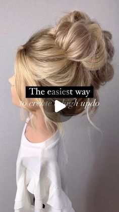 Jessica Gillette • Bridal Hair Education + Hair Tutorials on Instagram: "Looking for an easy way to create high updo styles effortlessly? You’re in luck! Here’s the easiest way I found to create this trendy look. Step 1: Create Two Top Ponytails Start by sectioning off the top half of your hair and create two ponytails using nylon hair ties. Opting for nylon hair ties instead of elastics adds more projection, resulting in added volume. Step 2: Secure the Lower Ponytail Now, take the remaining lower half of your hair and create a single ponytail. Try to secure it as close to the top two ponytails as possible. Step 3: Twist It Up! Time to add some stylish twists to your updo. Begin by twisting each of the ponytails separately. This will add texture and create the illusion of curled h High Updo Wedding, Easy Hair Up, High Updo, Updo Hairstyles Tutorials, Hair Education, Two Ponytails, Wedding Hairstyles Tutorial, Guest Hair, Long Hair Tutorial