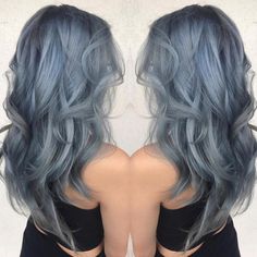 Silver Blue Hair, Blue Grey Hair, Grey Hair Wig, Dyed Hair Pastel, Instagram Cool, Blue Lights, Silver Hair Color, Grey Hair Color