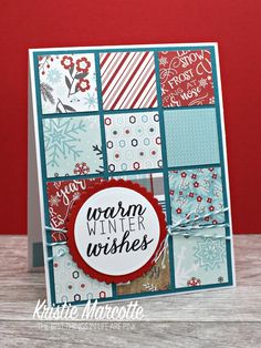 a close up of a card made with stampin's winter wishes stamps and dies