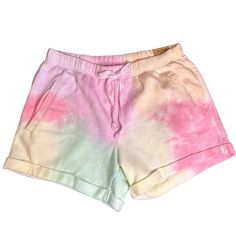 Victoria's Secret Pink Brand Boyfriend Shorts In Colorful Tie Dye With Drawstring And Pockets Women's Size Medium 60% Cotton, 40% Polyester Brand New With Tags Comfortable Pink Pajama Shorts For Summer, Multicolor Cotton Pajama Shorts With Relaxed Fit, Comfortable Multicolor Bottoms For Loungewear, Multicolor Relaxed Fit Shorts For Day Out, Relaxed Fit Multicolor Shorts For Day Out, Trendy Cotton Pajama Shorts With Relaxed Fit, Trendy Relaxed Cotton Pajama Shorts, Casual Multicolor Loungewear Bottoms, Casual Pink Cotton Shorts