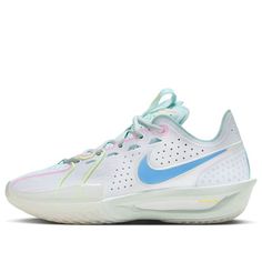 the nike zoom low is available in white, blue and pink colors with a light green sole