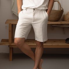 Season:Spring  Summer; Fabric:40% Linen; Gender:Men's; Style:Casual,Classic; Occasion:Going out,Daily,Vacation; Fit Type:Regular Fit; Function:Breathable,Comfortable; Waistline:Mid Waist; Pattern:Plain; Design:Button Up,Pocket; Pants Type:Summer Shorts,Linen Shorts,Shorts; Fly Type:Button,Zipper; Front page:FF; Listing Date:02/23/2024; Production mode:External procurement; Hips:; Length:; Waist:; Pants Length:Short Casual Bottoms With Button Closure For Vacation, Casual Vacation Bottoms With Button Closure, Summer Linen Pants With Button Closure, Casual Summer Bottoms With Button Closure, Cotton Bottoms With Button Closure For Vacation, White Bermuda Pants For Summer, Relaxed Fit Beach Bottoms With Button Closure, Relaxed Fit Bottoms With Button Closure For Beach, Summer Short Pants With Button Closure