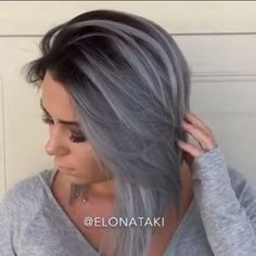 Image result for short hair ombre grey Prevent Grey Hair, Grey Hair Dye, Short Ombre Hair, Long Hair Models, Short Hair Color