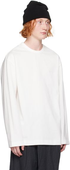 Loose-fit cotton jersey T-shirt. · Rib knit crewneck · Logo embroidered at chest · Logo hardware at side seam Supplier color: White White Spliced Crew Neck T-shirt, Technical White Crew Neck T-shirt, Unisex White Long Sleeve T-shirt, White Technical Moisture-wicking T-shirt, White Moisture-wicking Long Sleeve T-shirt, Juun J, Knit Crewneck, Jersey T Shirt, Logo Embroidered