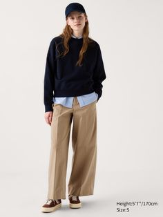 Wide Chino Pants | UNIQLO US Uniqlo Outfit, Uv Protection Clothing, Chino Joggers, Parka Vest, Womens Chinos, Uniqlo Women, Cardigan Shirt, Chino Trousers, Detective Conan