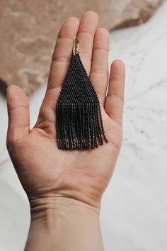 Indigenous Jewelry, Seed Bead Fringe Earrings, Bead Fringe Earrings, Earrings Handmade Boho, Bead Fringe, Beaded Fringe Earrings, Black Seed, Earrings Bohemian, Beaded Fringe