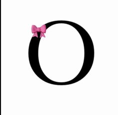 the letter o has a pink bow on it