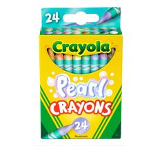 a box of 24 crayons with the words pearl crayons on it