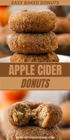 apple cider donuts stacked on top of each other