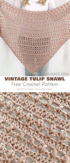 the vintage tulip shawl is free crochet pattern