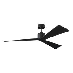 a black ceiling fan on a white background with the blades pointing upward to the sky