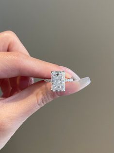 5.0CT Elongated Radiant Cut Pave Moissanite Diamond Engagement Ring Elongated Radiant Cut, Radiant Cut Hidden Halo, Halo Pave Engagement Ring, Elongated Radiant, Radiant Moissanite, Moissanite Bridal Sets, Moissanite Necklace, Pave Engagement Ring, Dream Engagement