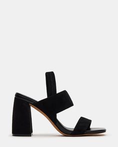 MARBELL Black Suede Strappy Block Heel | Women's Heels – Steve Madden Trendy Block Heels, Heels Steve Madden, Summer Wardrobe Staples, Stylish Heels, Strappy Block Heels, Basic Heels, Womens Shoes High Heels, Women's Heels, Designer Heels