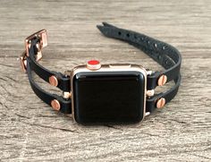 7mm Black Genuine Leather Strap with Adjustable Buckle. Create Your Own Unique Style! Be Different! Be Unique! Make a Fashion Statement Every Place You Go! Get Tons of Compliments Wearing Your Beautiful Bracelet Designed And Handmade by Simeon D Jewelry Studio Adjustable Size Bracelet Perfectly Tailored for Your Wrist This Bracelet Fits ALL Apple Watch Series Not For Other Models. Apple Watch Is NOT Included Follow my Studio on Social Media for Updates & New Designs Elegant Black Leather Apple Watch Band, Luxury Adjustable Black Apple Watch Band, Trendy Black Leather Strap Apple Watch Band, Elegant Black Leather Strap Apple Watch Band, Luxury Black Adjustable Apple Watch Band, Rose Gold Leather Apple Watch Band, Adjustable Rose Gold Bracelet Strap Apple Watch Band, Rose Gold Leather Strap Watch Bands, Rose Gold Leather Watch Bands