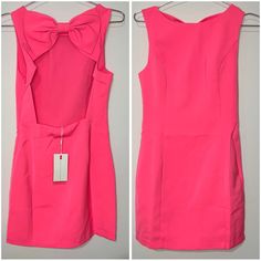 Brand New With Tags! Endless Rose Mini Dress Color: Hot Pink - Sleeveless - Lined - Open Back - Bow Detail - Side Zipper - 100% Polyester - 32.5” From Shoulder To Hem - 16” Armpit To Armpit - 27” Waist Circumference Pink Backless Mini Dress With Back Zipper, Backless Pink Mini Dress With Back Zipper, Pink Sleeveless Dress With Back Zipper, Sleeveless Pink Dress With Back Zipper, Rose Mini Dress, Open Back Mini Dress, Rose Dresses, Waist Circumference, Bow Detail