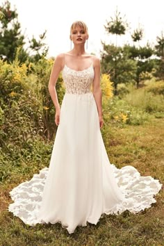 Soft and natural lace bodice that flows into the dreamiest chiffon skirt with long detailed train Lillian West Bridal, Lillian West Wedding Dress, Lillian West, Bridal Elegance, Blush Bridal, West Wedding, Justin Alexander, 2022 Wedding, A Line Gown