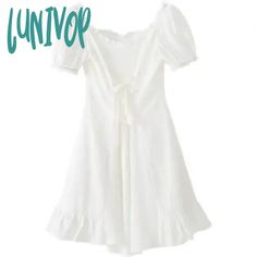 Lunivop Women's White Mini Dress Summer A Line Short Dress for Girl Kawaii Beach Party Birthday Dress Fairycore Fairy Clothes Girls Short Dresses, Beach Birthday Party, A Line Shorts, Fairy Clothes, Trendy Collection, Mini Dresses Summer, Pink Love, Beach Party, Birthday Dresses