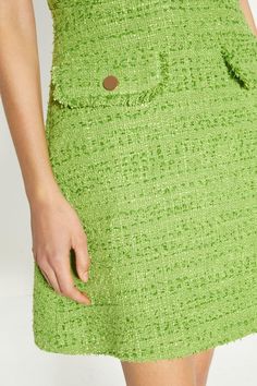 Style: Mini DressDesign: PlainFabric: TweedLength: MiniNeckline: CrewSleeve Length: Sleeveless Womens Tweed, Oasis Dress, Oasis Fashion, Summer Fashion Dresses, Summer Dress Outfits, Dress Gift, Quick Delivery, Pocket Detail, Green Dress