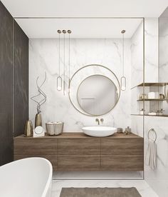 a modern bathroom with marble walls and floor