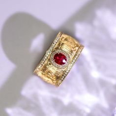 *Condition: Brand new *Center Stone: Natural Ruby, Oval Cut, approx 0.61ct *Side stones: Natural white diamond round-cut (VS1 clarity and F color) *Ring weight: 12.19g (depend the ring size) *Metal Purity: Can be select Each piece is made-to-order with care and special attention to detail. all items are made with conflict-free diamonds and gems. Size: made to order The item will be gift wrapped and shipped. ------------------------------------------------------------------- Available in : 14k Ro Gold Ruby Ring With Gemstone Accents For Anniversary, Luxury Oval Ruby Ring With Halo Design, Luxury Gold Ruby Ring With Accent Stones, Gold Ruby Ring With Gemstone Accents, Luxury Yellow Gold Ruby Ring With Cubic Zirconia, Luxury Oval Ruby Ring With Cubic Zirconia, Oval Ruby Ring With Diamonds In Gold, Gold Ruby Ring, Oval Diamond Cut, Luxury Gold Oval Ruby Ring