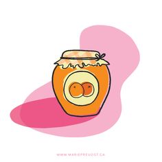 a jar of honey on a pink background