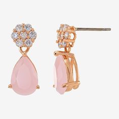 Features: Nickel Free, In A Gift BoxEarring Back: PostShape: Flower, TeardropStone Cut: PearStone Millimeter Measurement: 7 Mm Length, 10 Mm WidthMetal Color: Rose ToneEarring Length: 18.3mmEarring Width: 7.5mmMetal: 18k Rose Gold Over BrassCare: Wipe CleanStone Type: 16 Cubic ZirconiaEarrings Type: Post EarringsEarrings Style: Drop EarringsCountry of Origin: Imported Elegant Rose Gold Cubic Zirconia Flower Earrings, Rose Gold Cubic Zirconia Flower Earrings For Formal Occasions, Rose Gold Cubic Zirconia Flower Earrings For Party, Formal Rose Gold Cubic Zirconia Flower Earrings, Elegant Pink Cubic Zirconia Flower Earrings, Rose Gold Cubic Zirconia Flower Earrings, Elegant Pink Teardrop Flower Earrings, Rose Gold Drop Earrings For Formal Occasions, Rose Gold Drop Flower Earrings For Formal Events